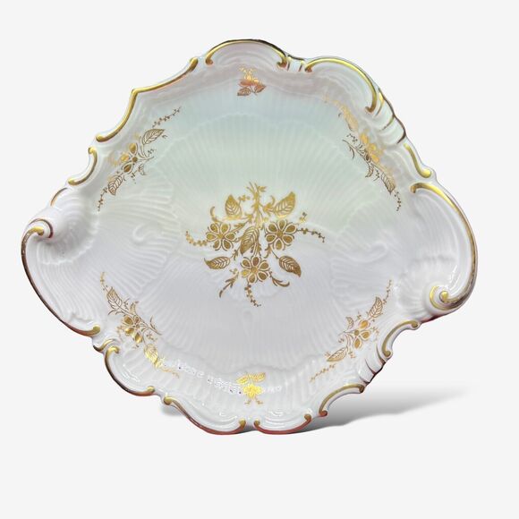 Richard Ginori Firenze white gold trim candy dish embossed scroll detail - Picture 1 of 4